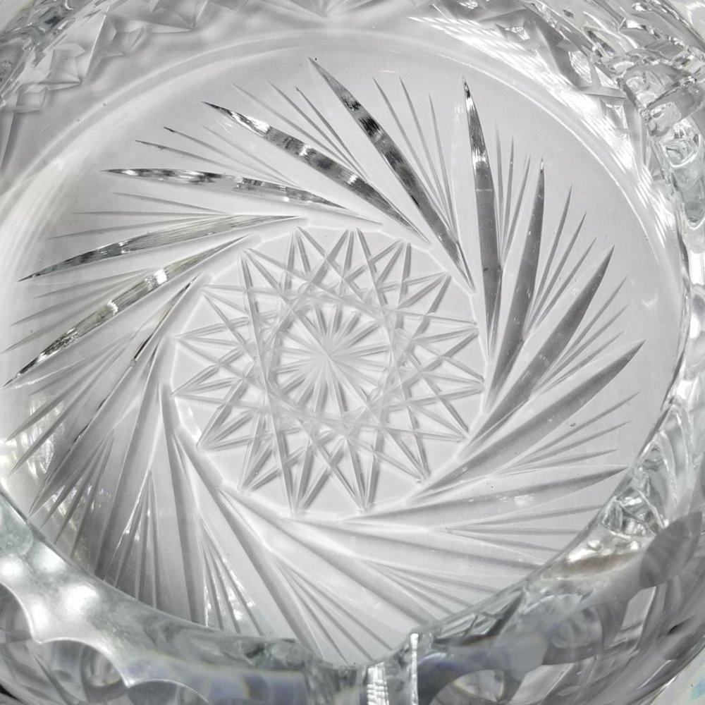 Boeheim Cut Crystal Heavy Ashtray Pinwheel Design RTL Czechoslovakia - Picture 4 of 12